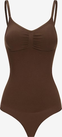 Body modellante 'Bodysuit Sculpting Shapewear with Built-In Wireless Bra and String' di cfab (formerly creamy fabrics) in marrone: frontale