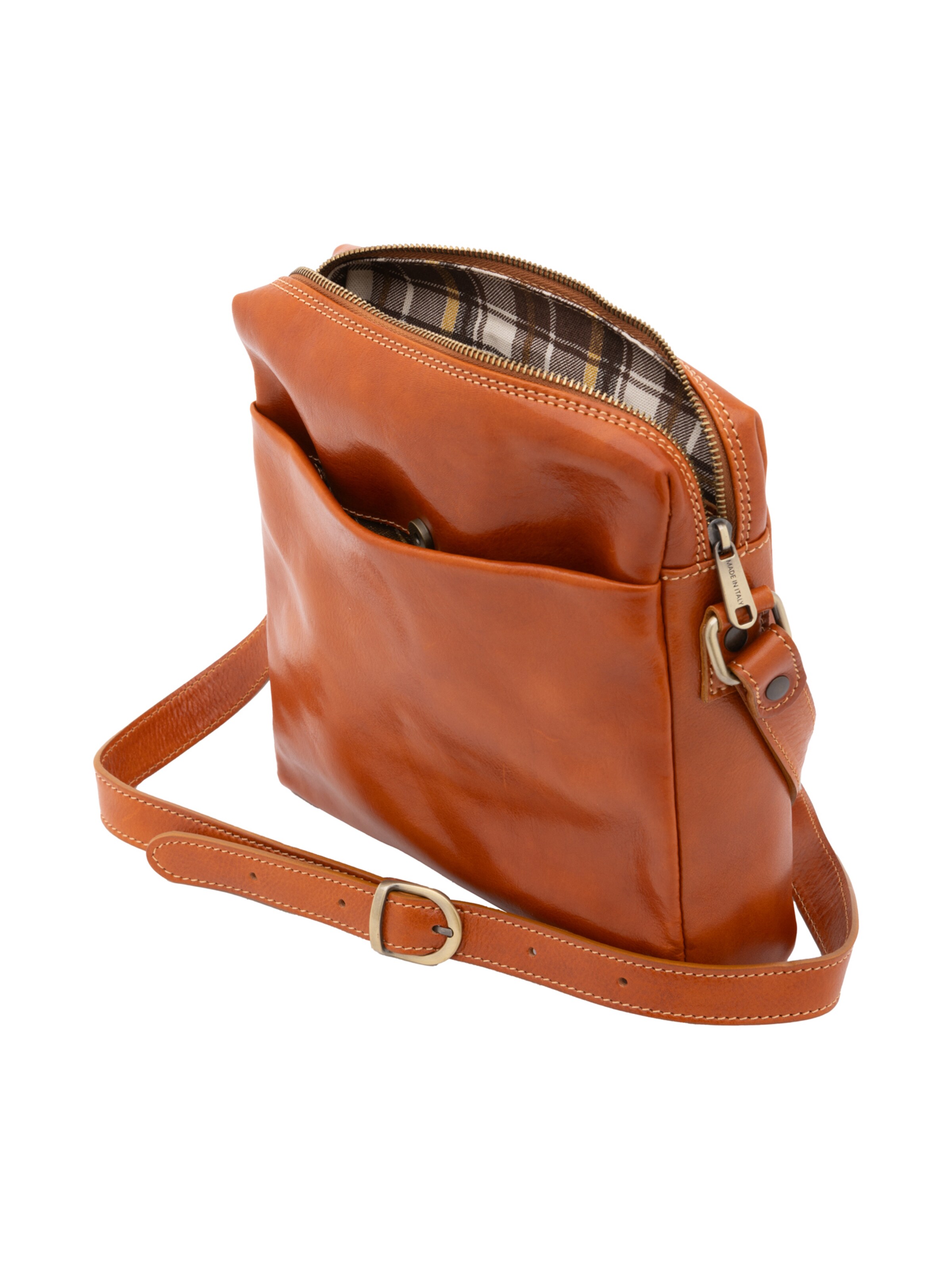 Borsa a tracolla 'Borsa a tracolla uomo vera pelle vacchetta con zip - Made in Italy' di I Fratelli in beige