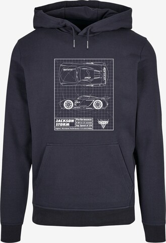 ABSOLUTE CULT Sweatshirt 'Cars - Jackson Storm Blueprint' in Blauw: voorkant