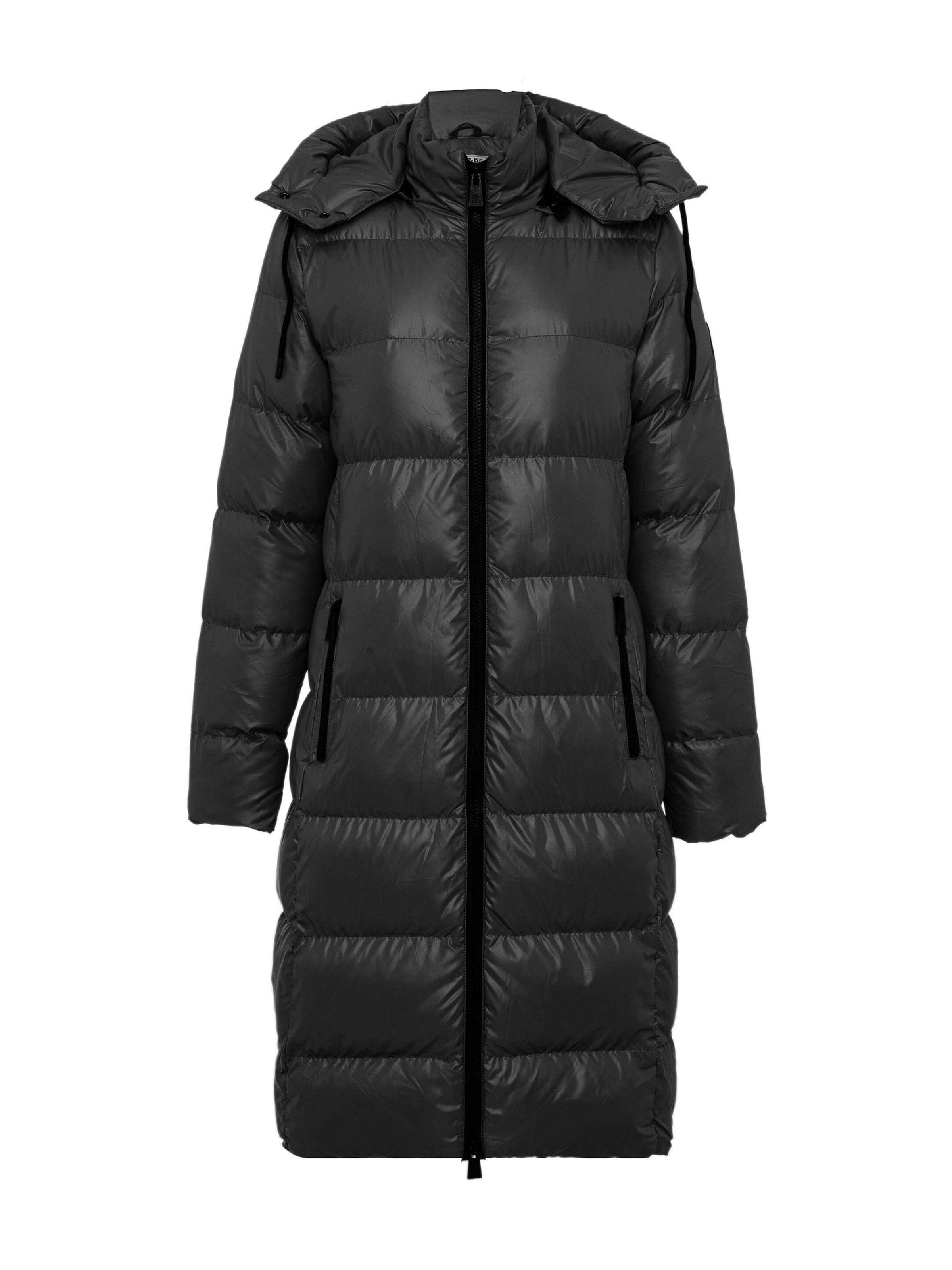 CIPO & BAXX Steppmantel 'WM143', Kapuze- abnehmbar, mit Kordelzug in Schwarz: Vorderseite