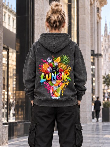 LUNØIR StudioSweater majica 'Tropical Riot – Fruit Splash' - crna boja
