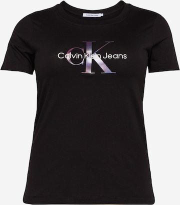 Tricou de la Calvin Klein Jeans Plus pe negru: față