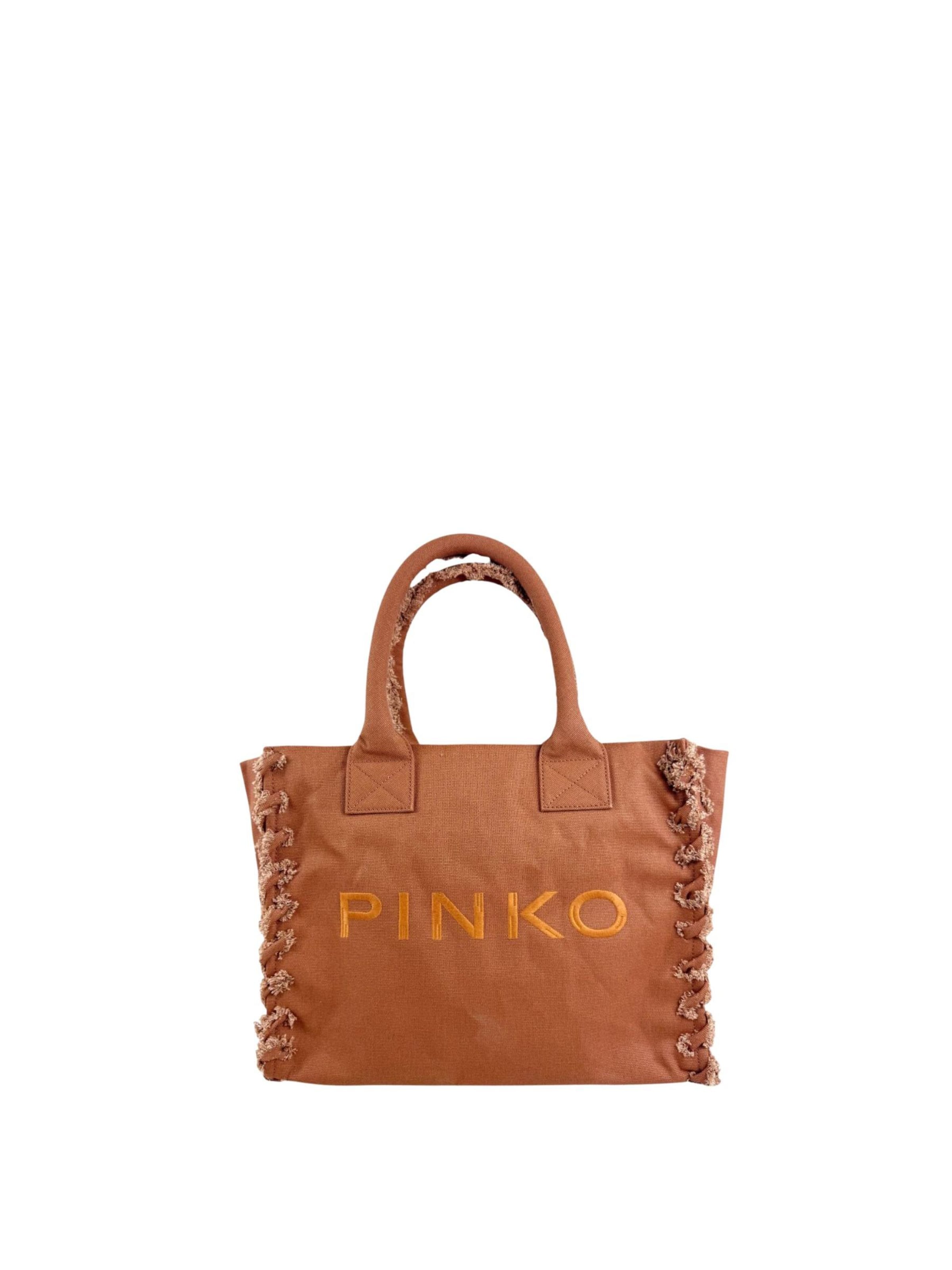 Borsa a mano 'PINKO BEACH SHOPPER CANVAS BORSA' di PINKO in marrone: frontale