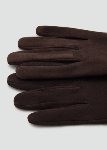 MANGO Full Finger Gloves 'Gildas' in Brown