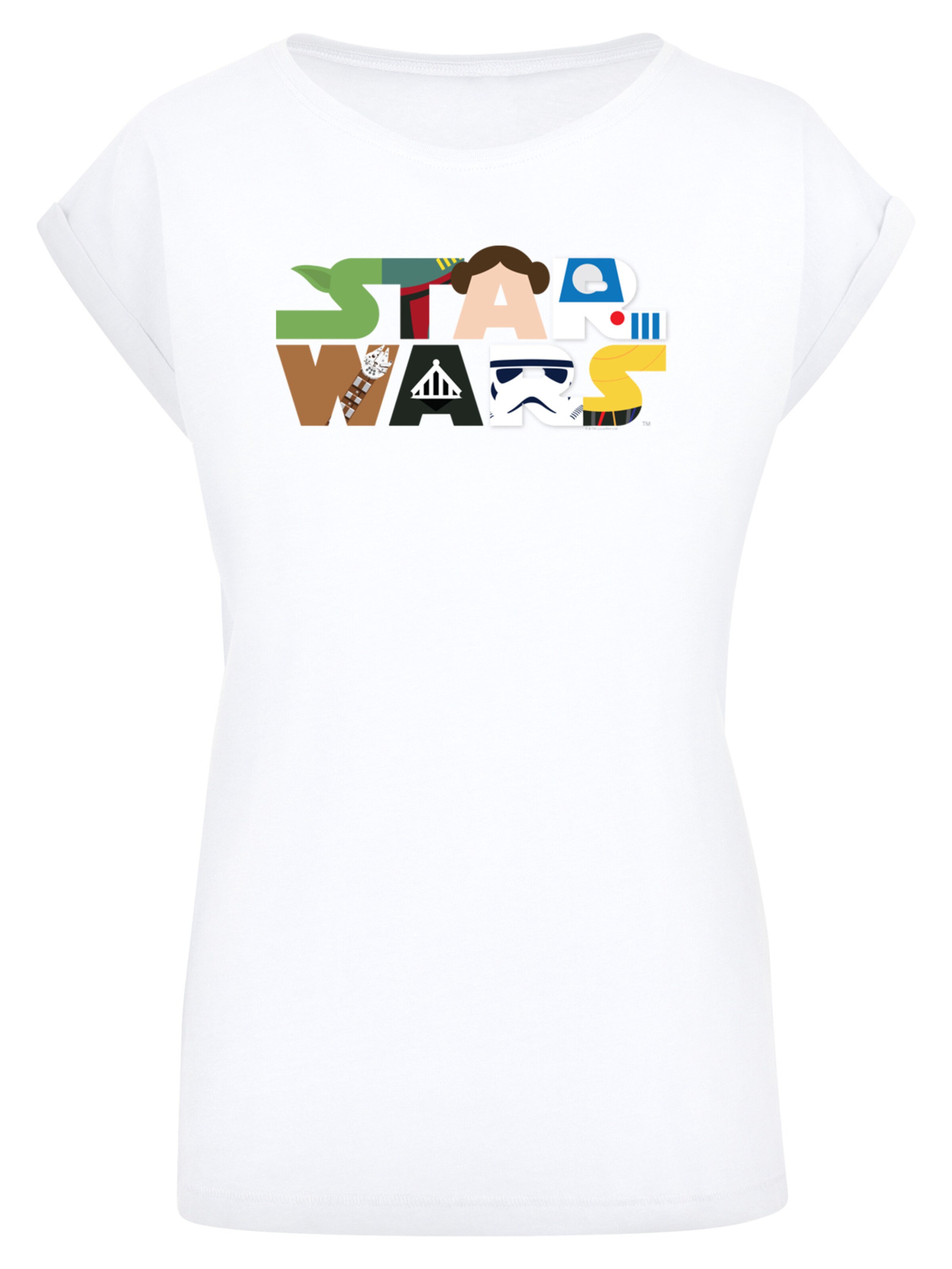 F4NT4STIC Shirt 'Star Wars Character Logo' in Wit: voorkant