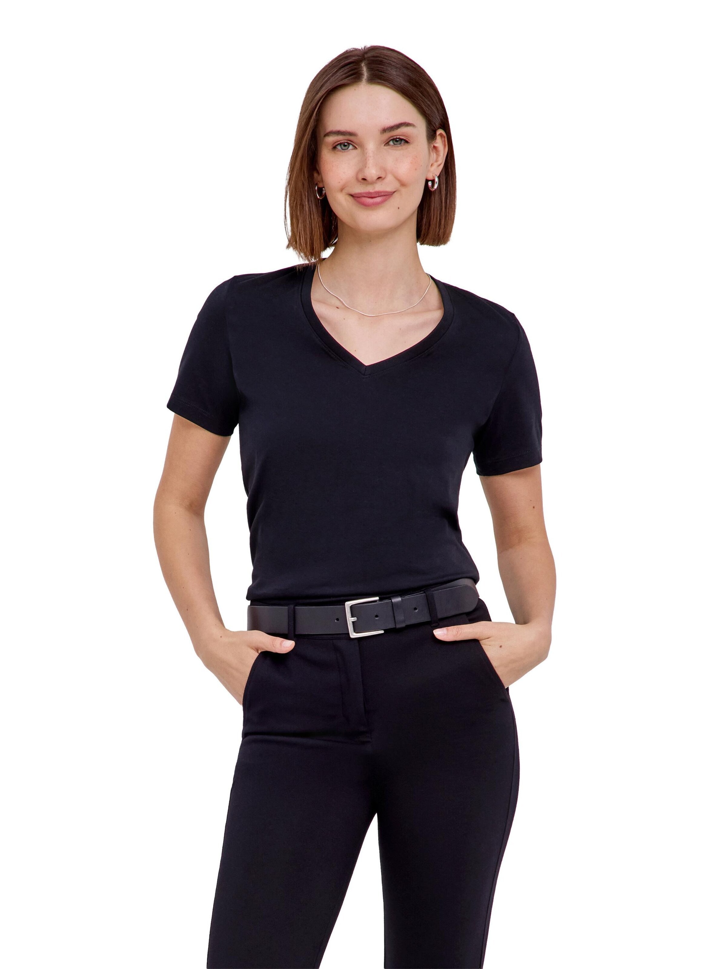 FALKE Shirt 'Essential Cotton'‌‌‌‌‌‌ in Schwarz: Vorderseite