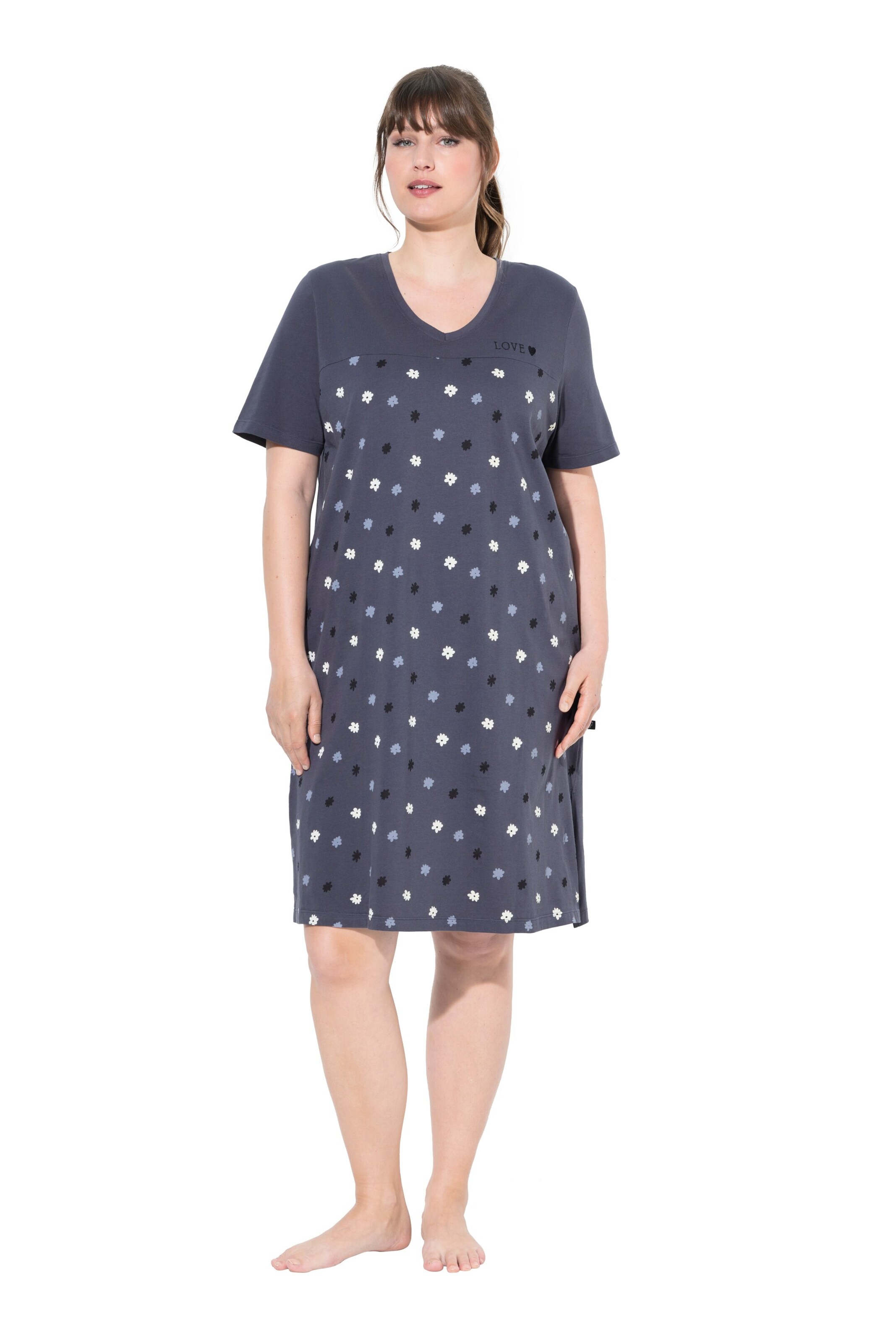 Ulla Popken Nachthemd in Grijs: voorkant