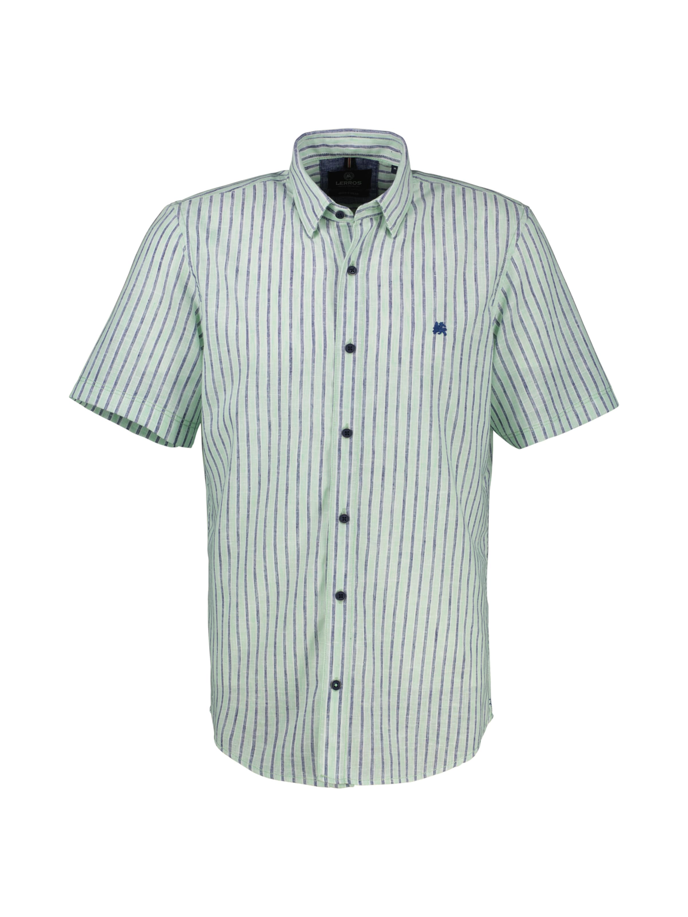 LERROS Regular Fit Gestreiftes Herrenhemd in Großen Größen in Grün: Vorderseite