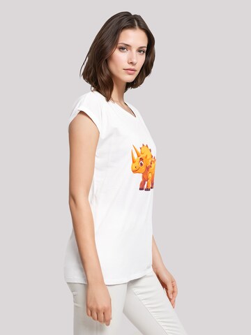 F4NT4STIC T-Shirt 'Süßer Triceratops Dinosaurier' in Weiß