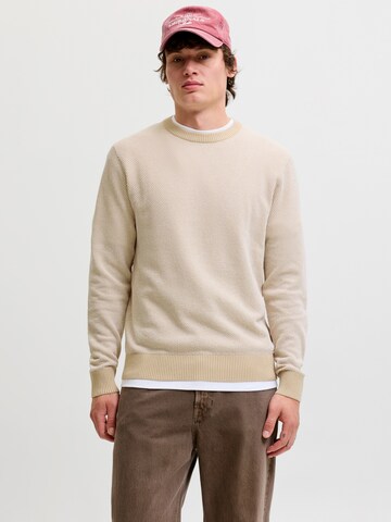 JACK & JONES Пуловер 'JWHGLOBE' в бежово: отпред