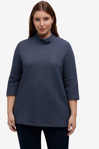 Sweat-shirt Ulla Popken en bleu : devant