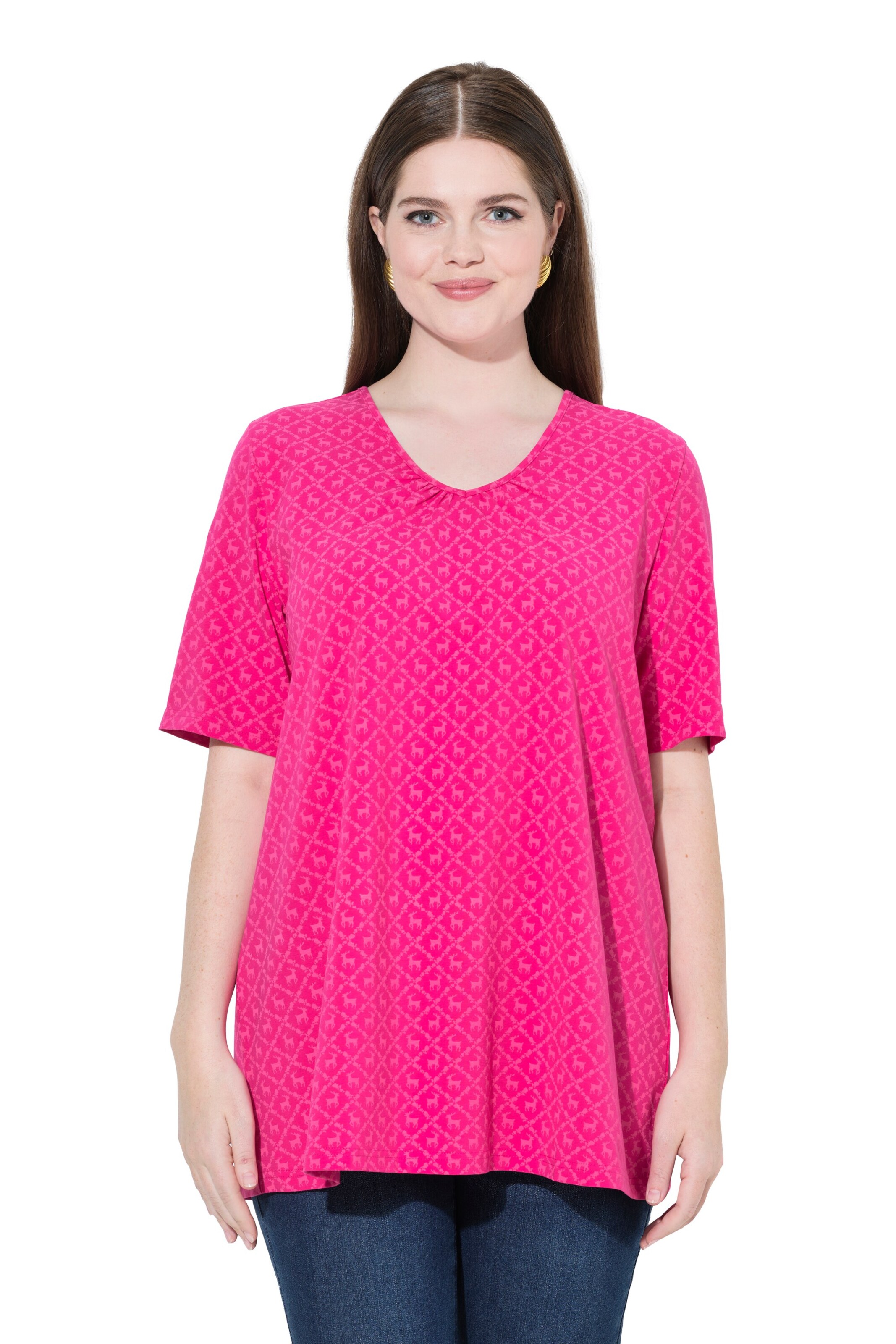 T-shirt Ulla Popken en rose : devant