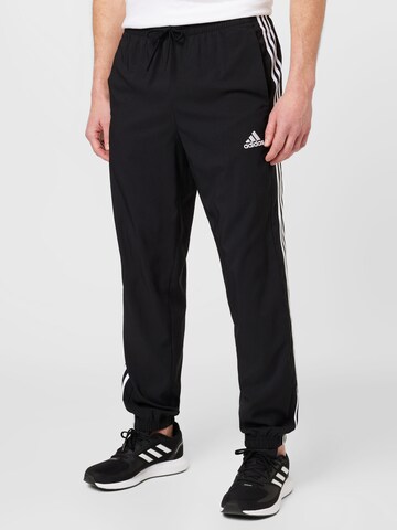 ADIDAS SPORTSWEAR Regular Workout Pants 'Aeroready Essentials Elastic Cuff 3-Stripes' in Black: front