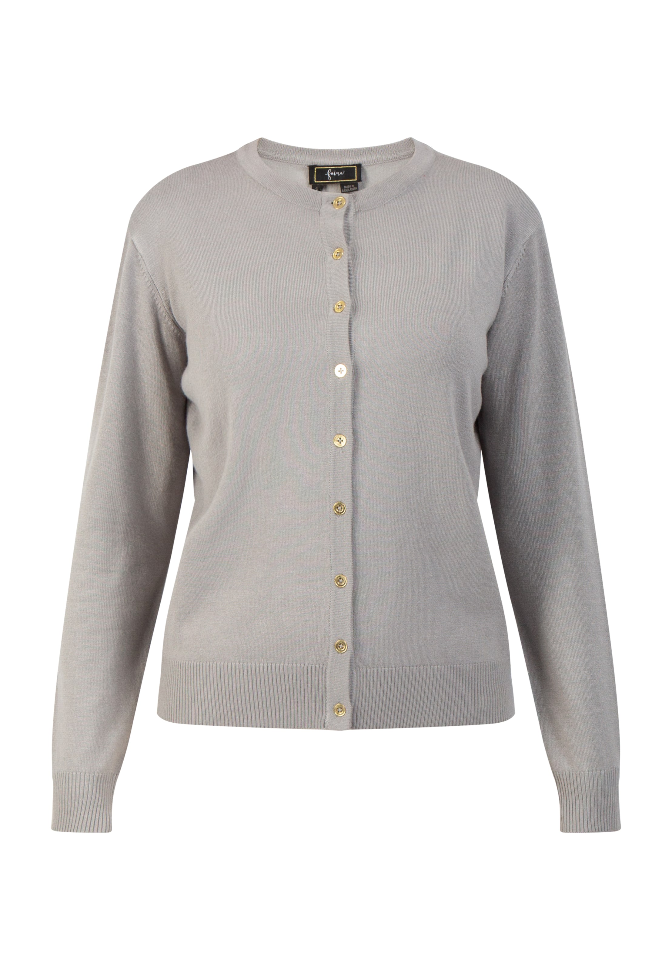 pelēks faina Adīta jaka: no priekšpuses