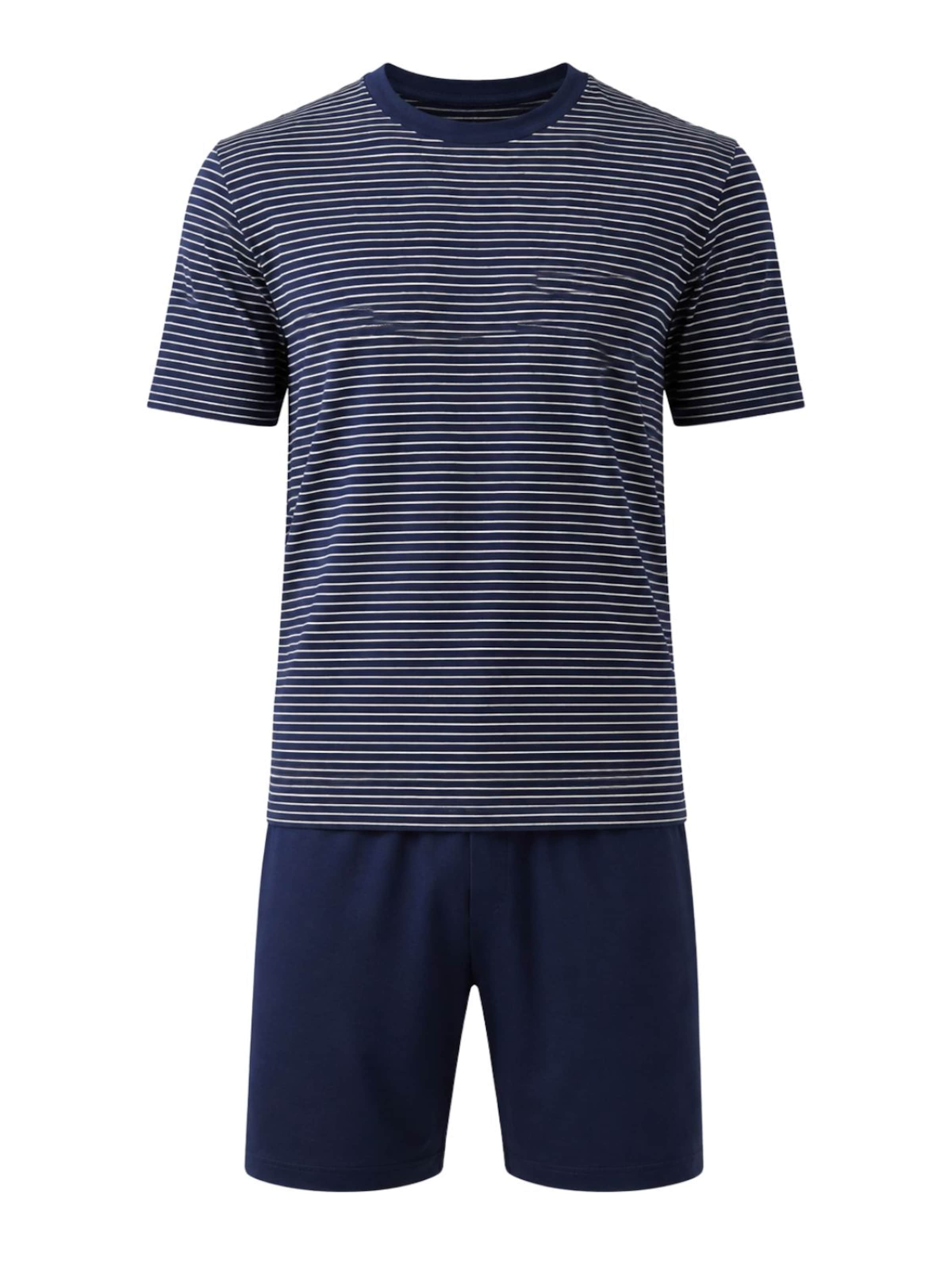 Pyjama court 'Suihei Navy Short Modal Pyjamas' zd ZERO DEFECTS en bleu : devant