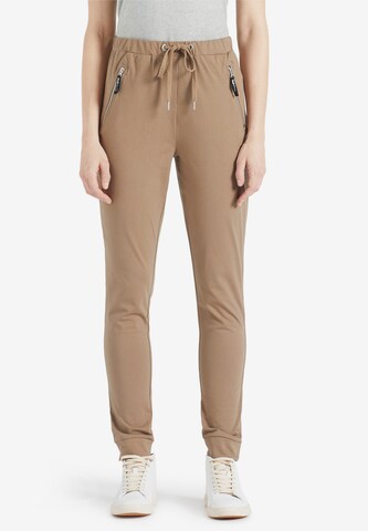 khujo Tapered Trousers 'Alenia' in Brown: front