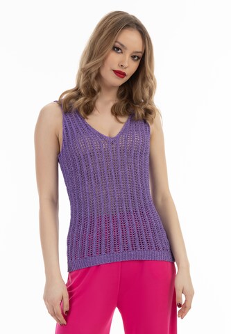 faina Knitted Top in Purple: front