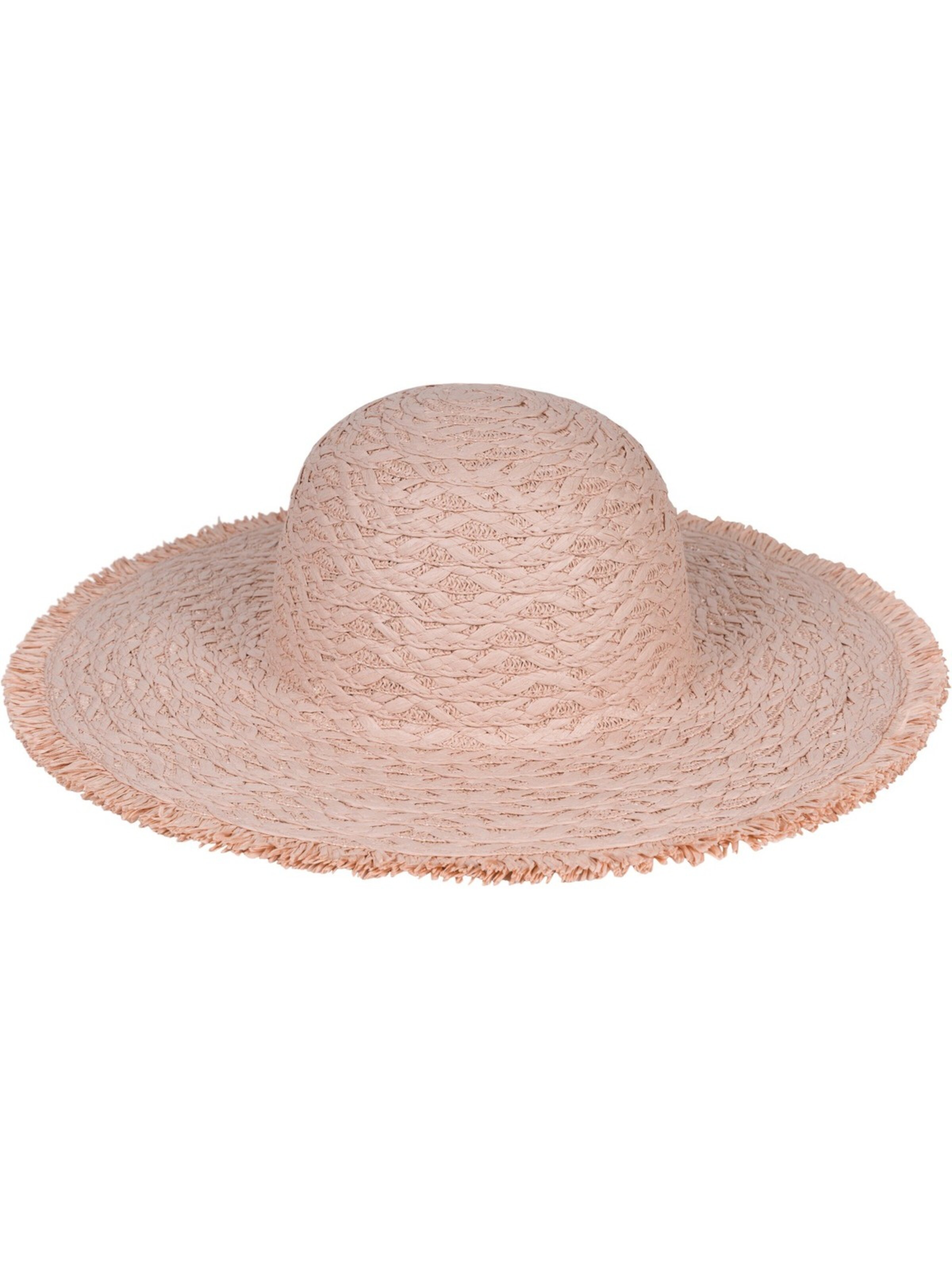 styleBREAKER Hat 'Papierstroh Sonnenhut Geflochten' in Pink