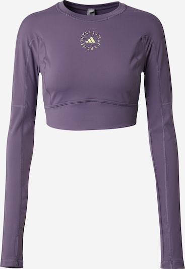 Sportiniai marškinėliai 'TrueStrength' iš ADIDAS BY STELLA MCCARTNEY, spalva – pastelinė geltona / tamsiai violetinė, Prekių apžvalga