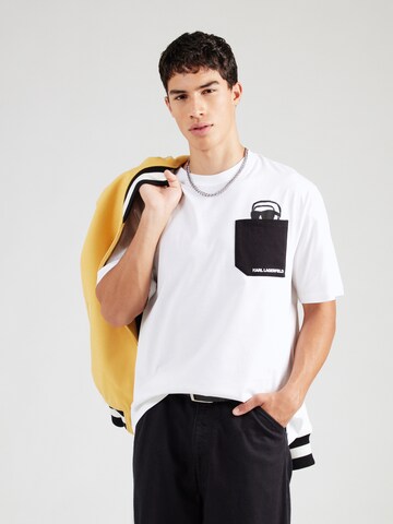 Karl Lagerfeld Shirt 'Ikon Peek-A-Boo' in White: front