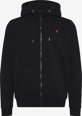 CHIEMSEE Zip-Up Hoodie in Black: front