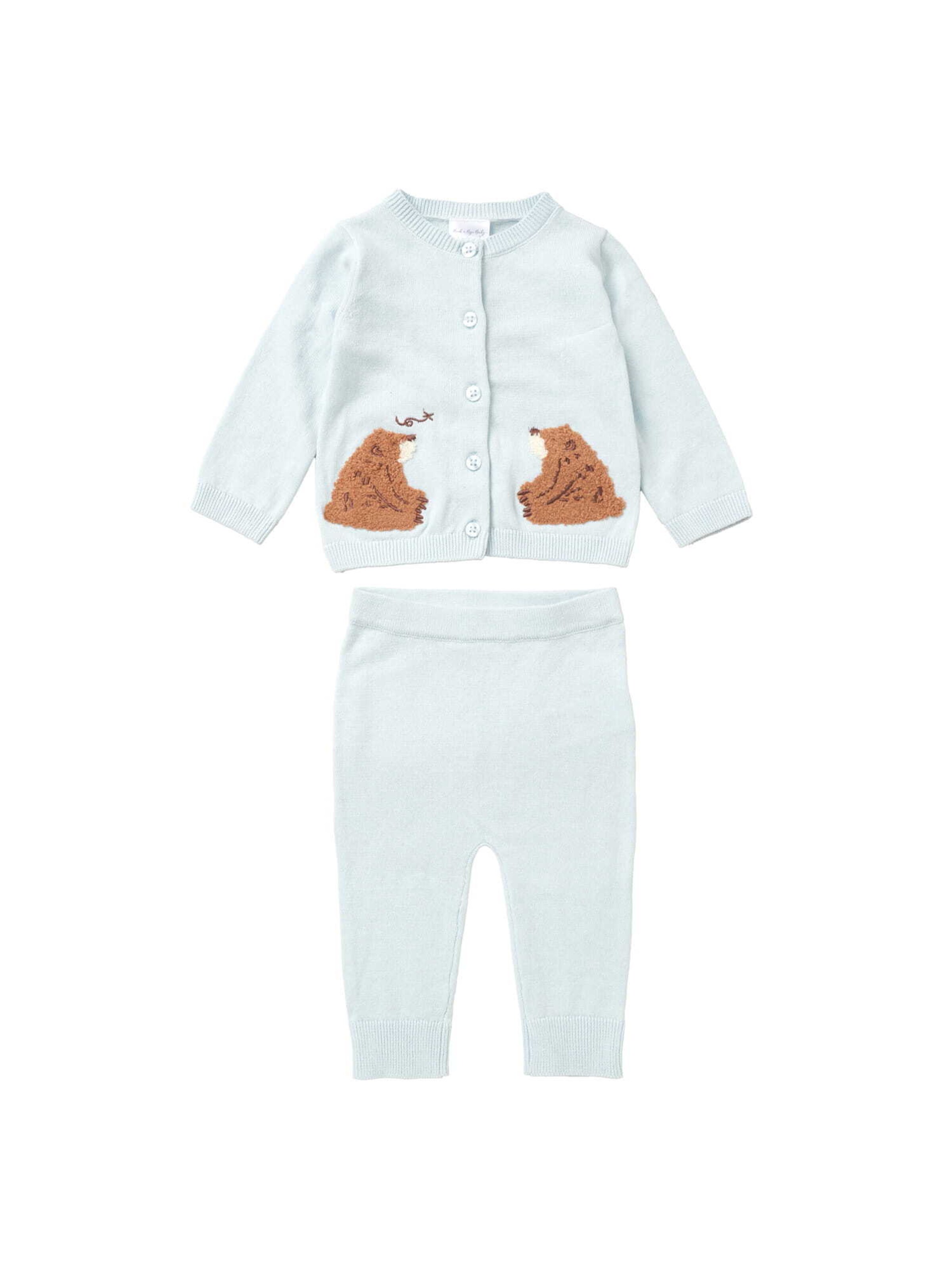 Rock a Bye Baby Boutique Set 'Bär' in Blue: front