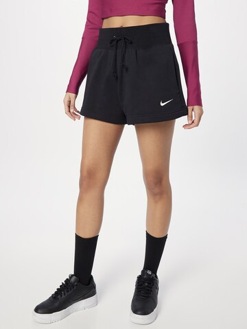 Nike Sportswear Широка кройка Панталон 'Phoenix Fleece' в черно: отпред