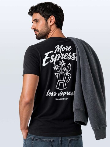 Neverless Shirt 'More Espresso less depresso' in Black
