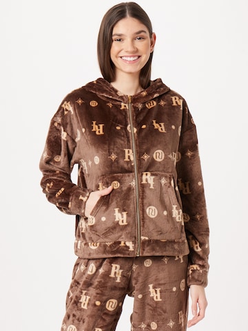 River Island Zip-Up Hoodie in Brown: front