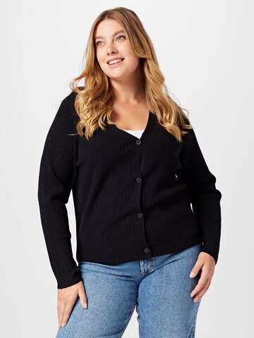 PIECES Curve Knit Cardigan 'Crista' in Black: front