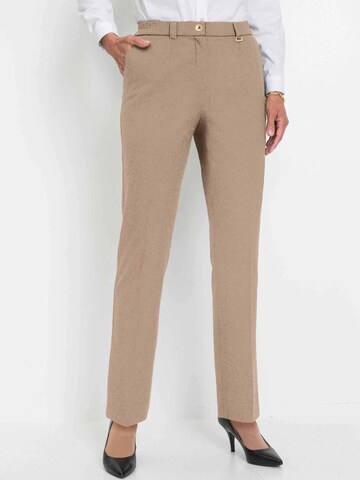 Goldner Regular Trousers with creases 'CARLA' in Beige