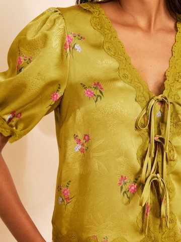 Chemisier love & roses en vert