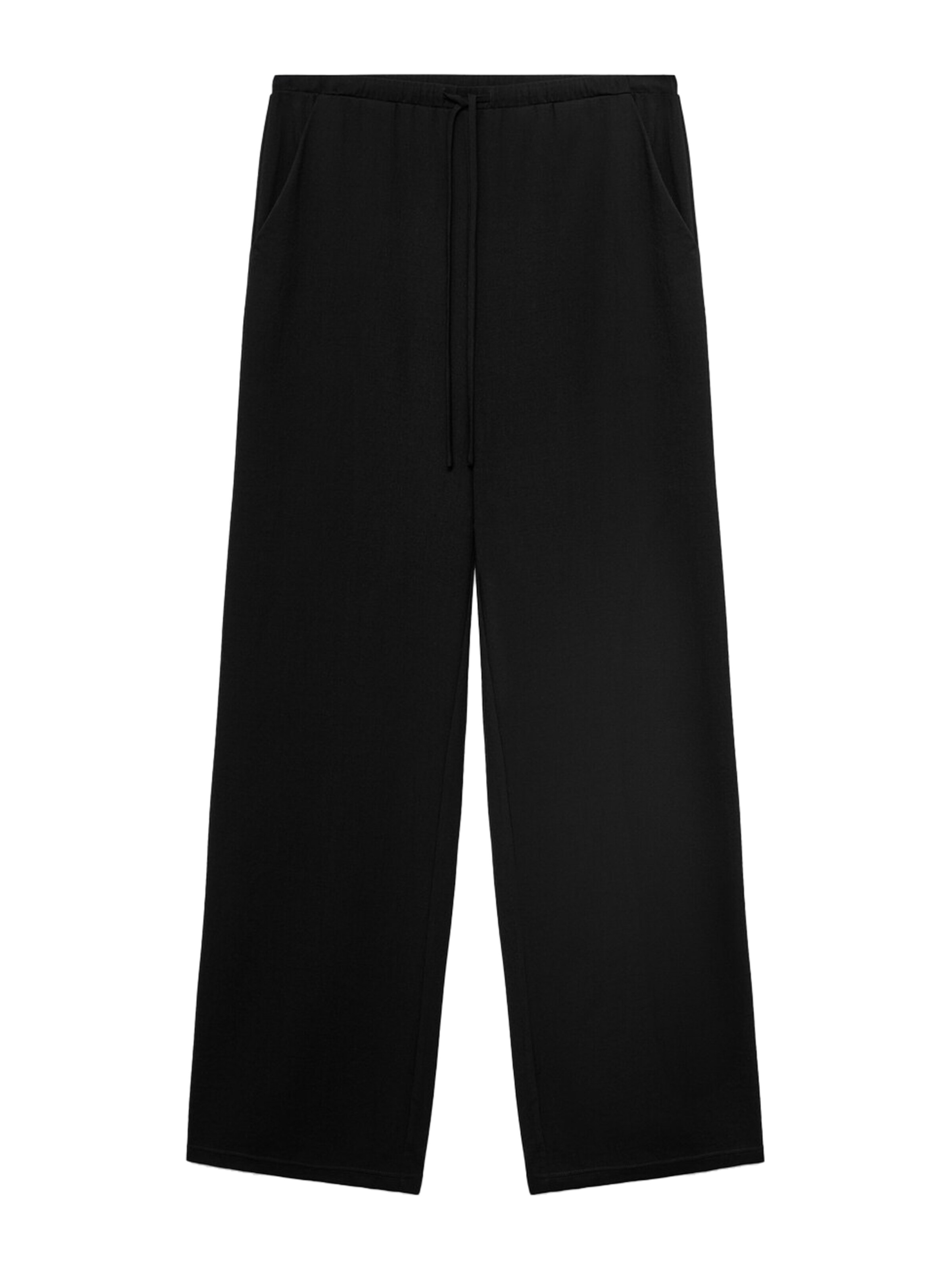 MANGO Široke hlačnice Hlače 'RIGA' | črna barva: sprednja stran