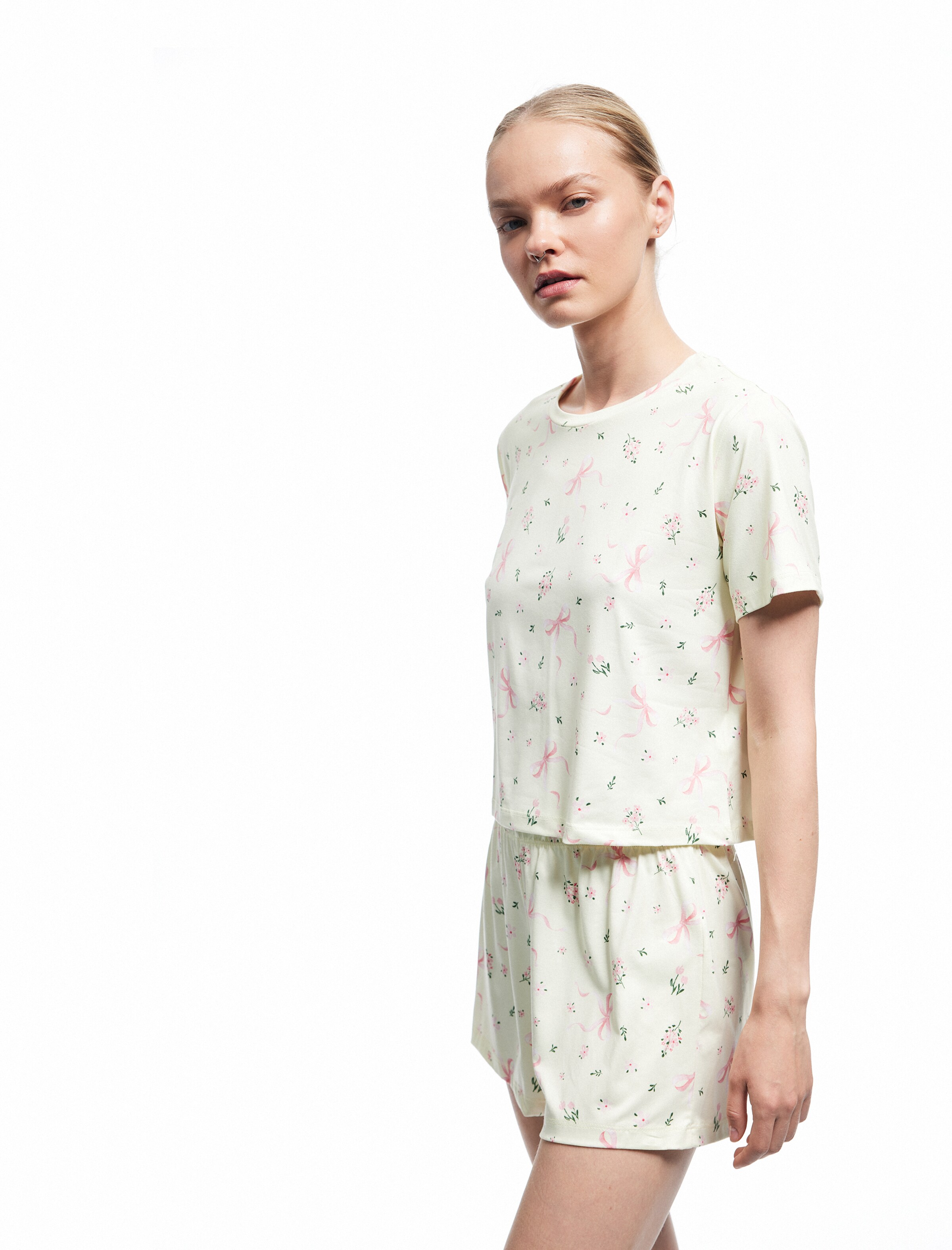 Koton Short Pajama Set in White