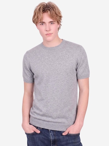 BELLEMERE NEW YORK Shirt 'Klassisches, schmal geschnittenes T-Shirt aus Baumwolle und Kaschmir mit Rundhalsausschnitt' in Grey: front