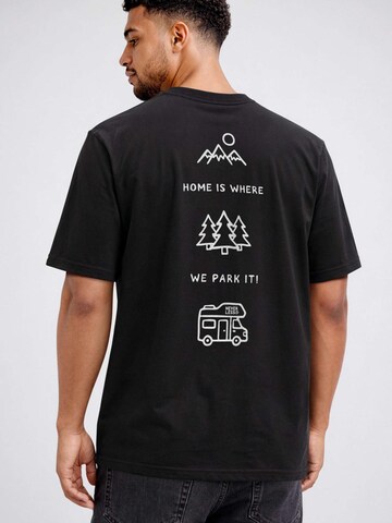 Neverless Shirt 'Minimalistic Camping' in Black