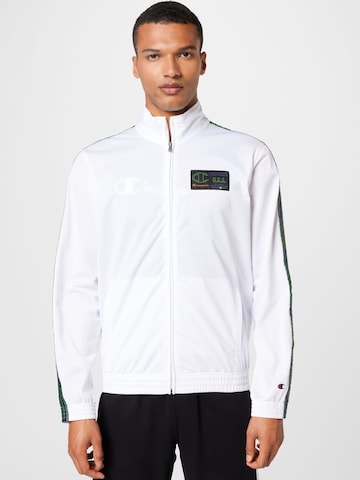 Champion Authentic Athletic Apparel - Chaqueta de chándal en blanco: frente