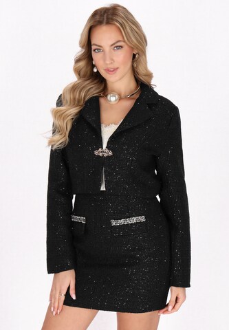 Blazer di faina in nero: frontale
