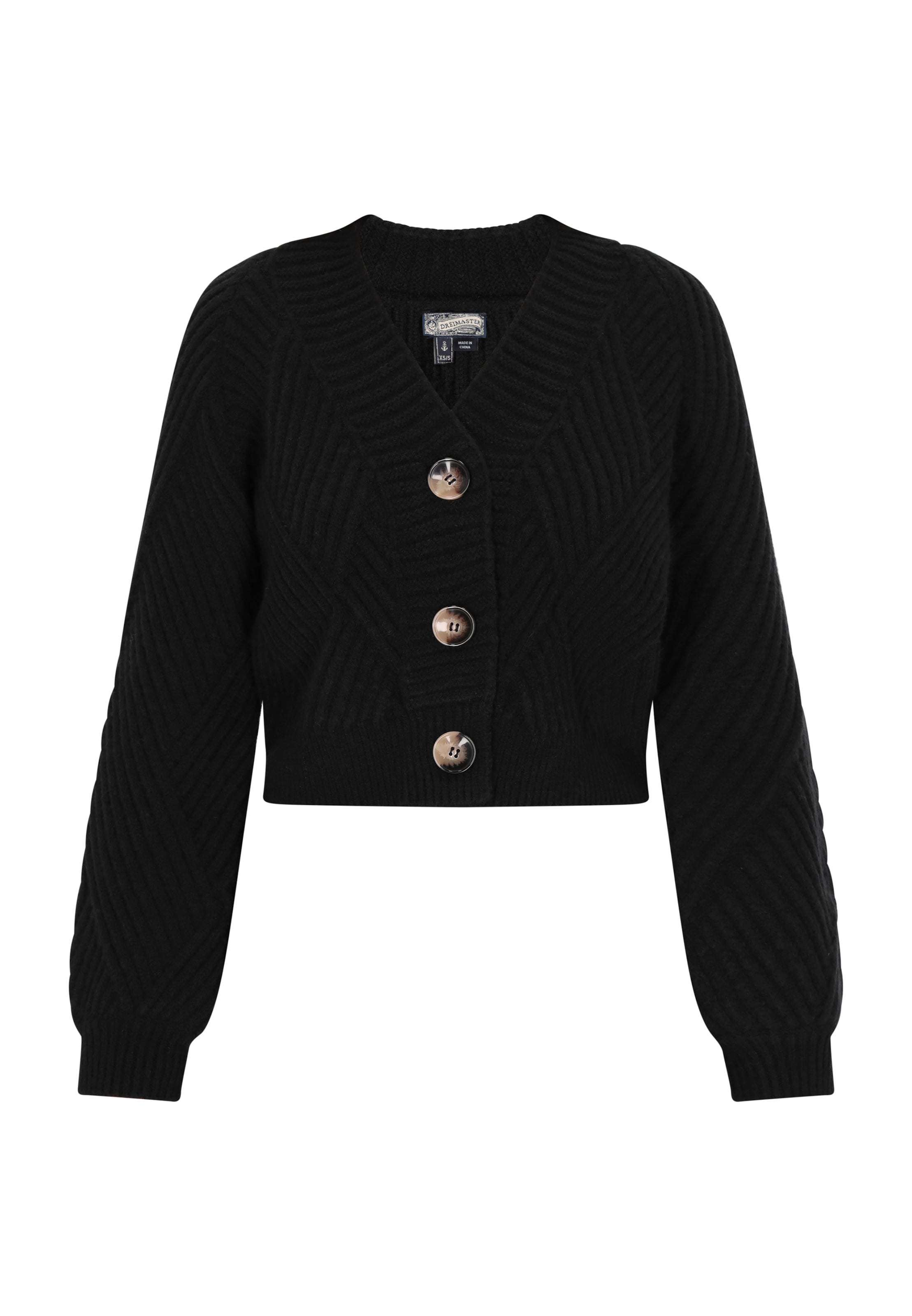 DreiMaster Vintage Strickjacke in Schwarz: Vorderseite