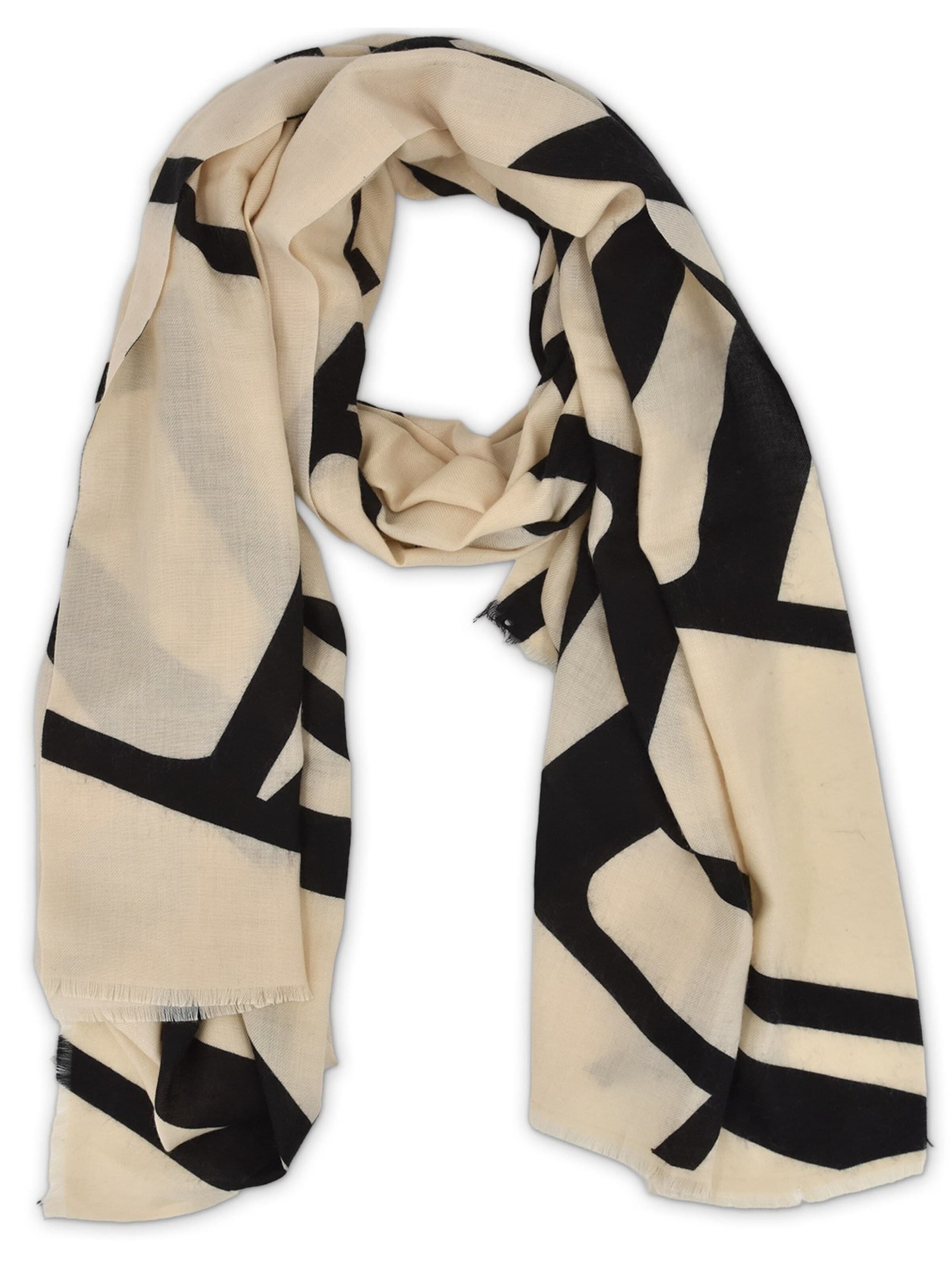 styleBREAKER Schal 'Schal mit Graphic Lines Muster'‌‌‌‌‌‌‌‌ in Beige: Vorderseite