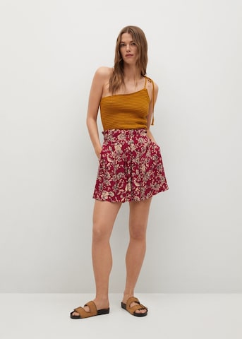 MANGO Wide leg Bandplooibroek 'Bora' in Rood