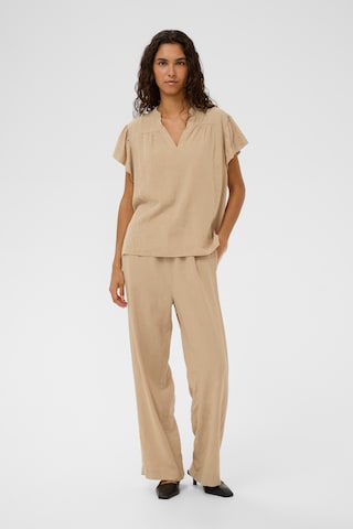 SOAKED IN LUXURY Wide leg Trousers 'SLAria' in Beige