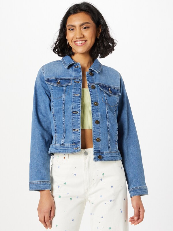 PIECES Between-Season Jacket 'Oia' in Blue Denim