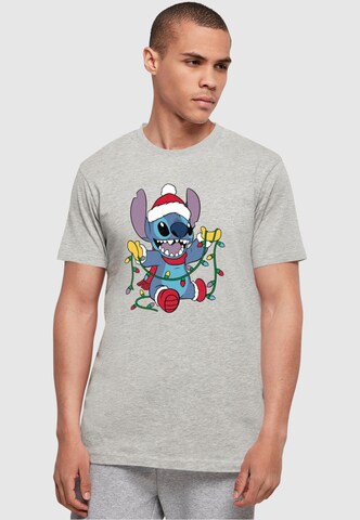 Maglietta 'Lilo And Stitch - Christmas Lights' di ABSOLUTE CULT in grigio: frontale