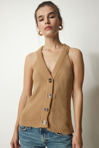 Happiness İstanbul Kötött mellény - barna: elől