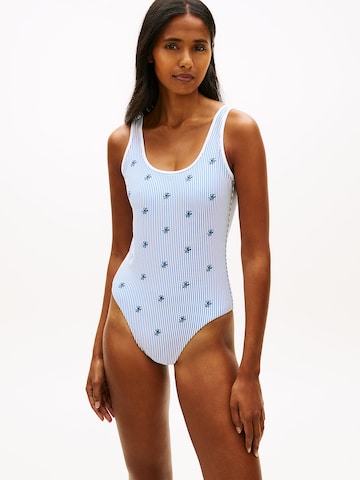 TOMMY HILFIGER Bralette Swimsuit in Blue: front