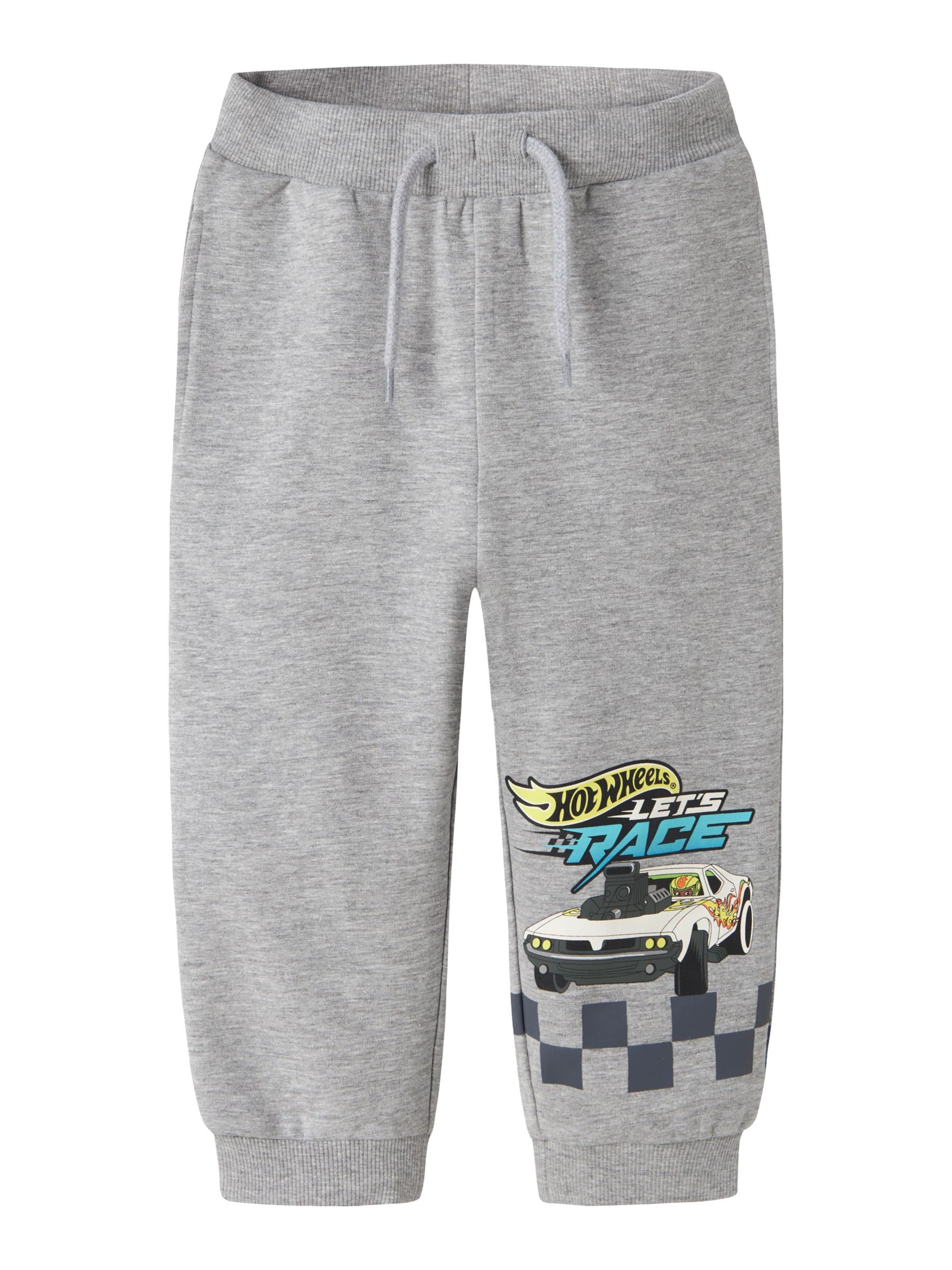 NAME IT Tapered Broek 'Hot Wheels' in Grijs: voorkant