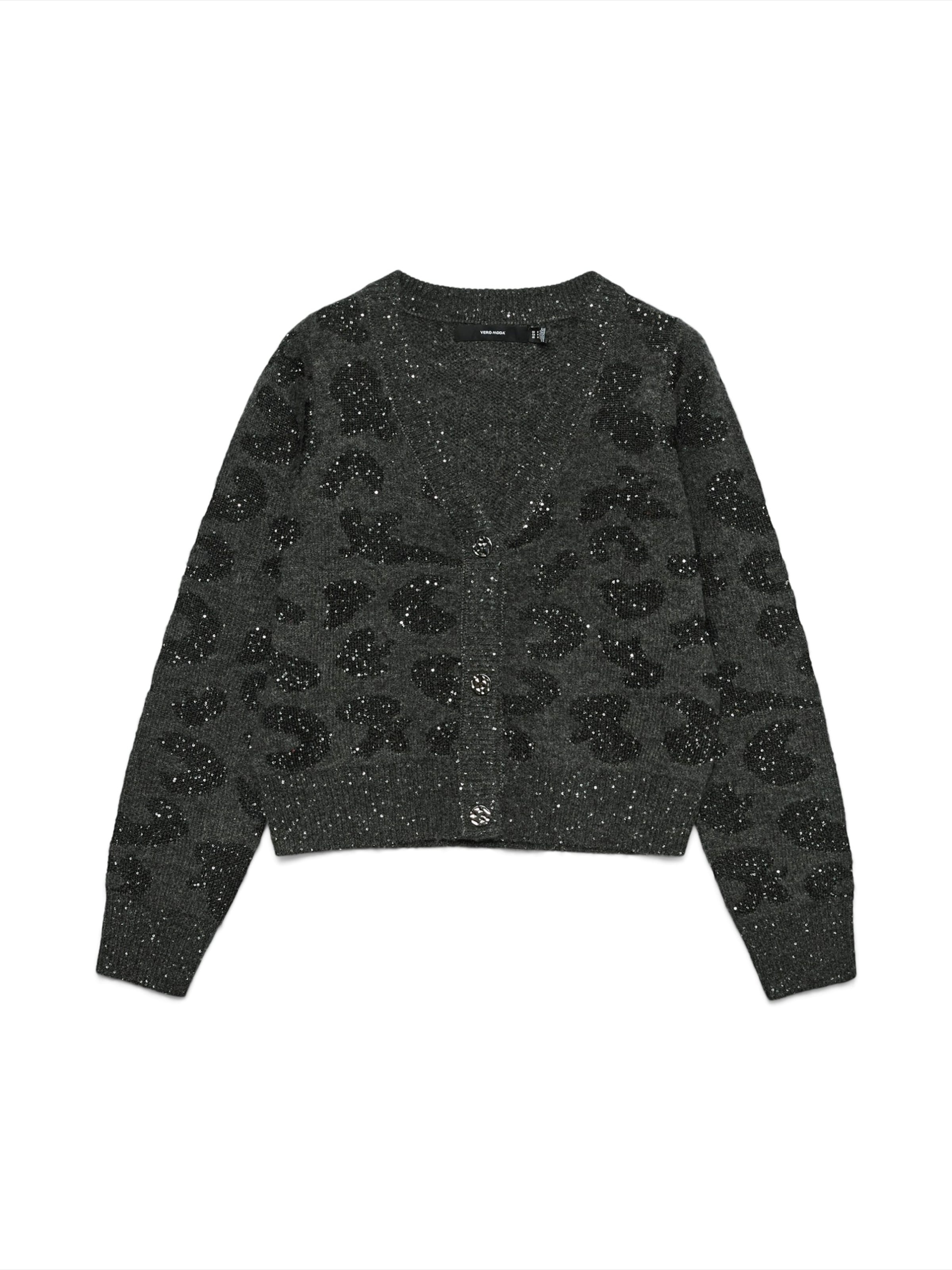 VERO MODA Knit Cardigan 'VMZUZU' in Grey: front