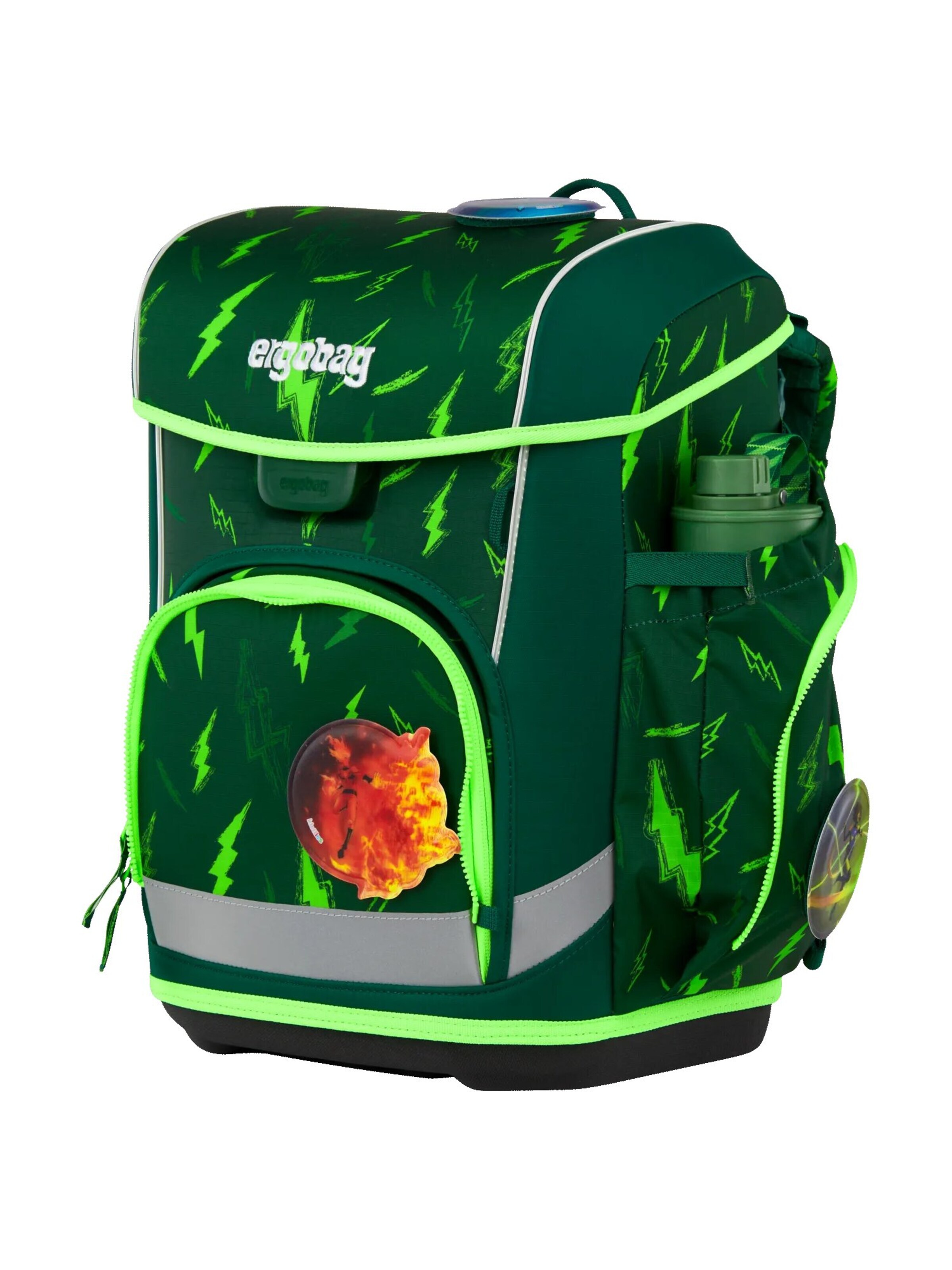 ergobag Backpack 'Schulranzen-Set cubo light Set' in Green