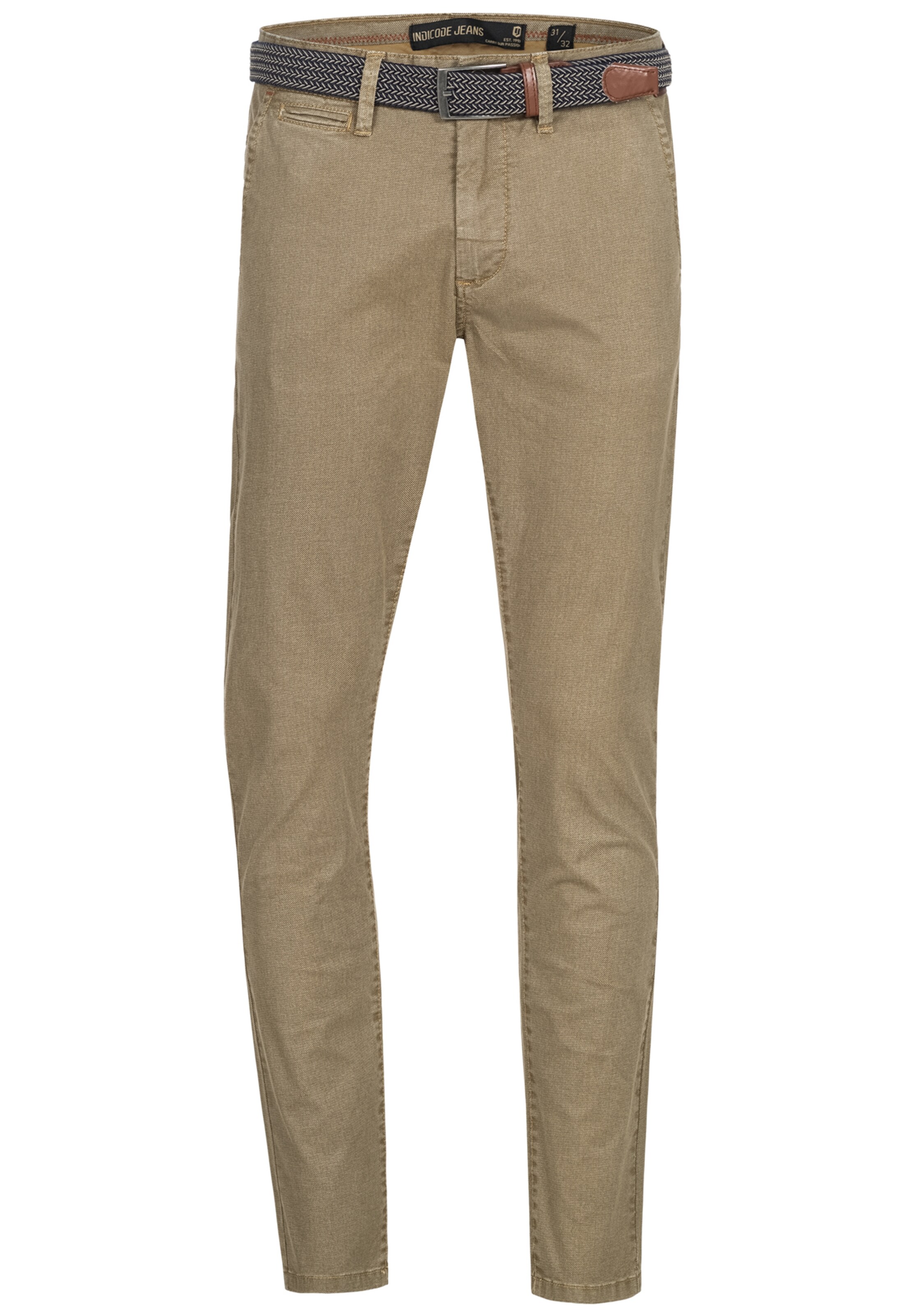 INDICODE JEANS Slim fit Chino trousers in Beige: front